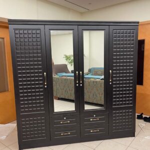 Elegant 4-Door Cabinet with Mirror