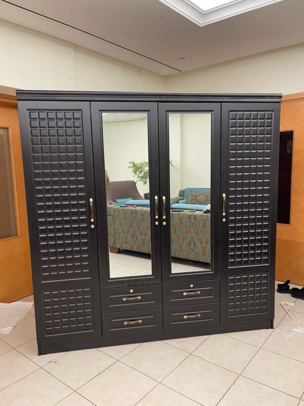 Elegant 4-Door Cabinet with Mirror