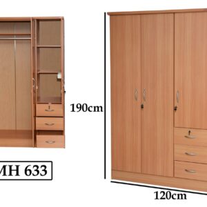 3-Door Cabinet with Mirror – Spacious and Stylish Storage