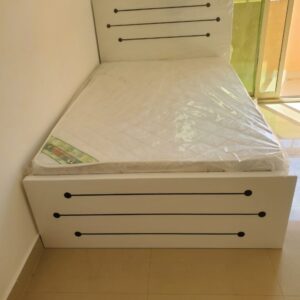 Wood Double Bed (120x190cm) with 20cm Thick Medical Mattress – All Colors Available