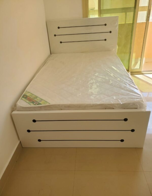 Wood Double Bed (120x190cm) with 20cm Thick Medical Mattress – All Colors Available