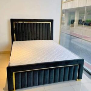 Fabric Double Bed (120x190cm) with 20cm Thick Medical Mattress – All Colors Available