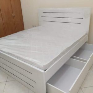 Wood MDF King Size Bed (180x200cm) with 20cm Thick Medical Mattress – Brown & Black Available