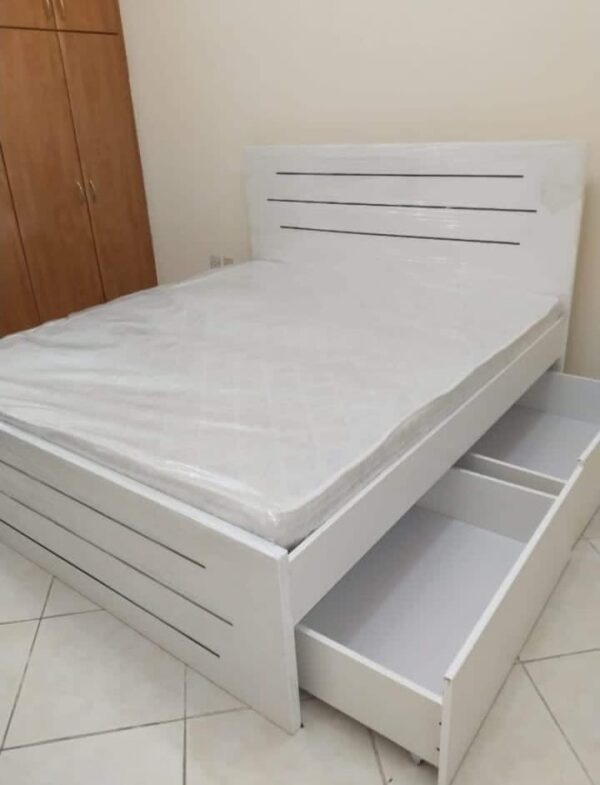 Wood MDF King Size Bed (180x200cm) with 20cm Thick Medical Mattress – Brown & Black Available