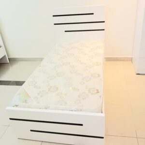MDF Wood Single Bed (90x190cm) with 20cm Thick Medical Mattress – Black & Brown Available