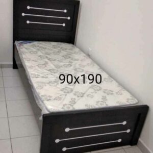 MDF Wood Single Bed (90x190cm) with 20cm Thick Medical Mattress – White & Brown Available