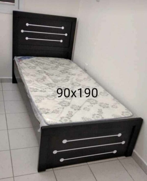MDF Wood Single Bed (90x190cm) with 20cm Thick Medical Mattress – White & Brown Available