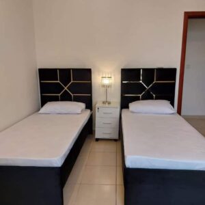 Fabric Single Bed (90x190cm) with 20cm Thick Medical Mattress – All Colors Available