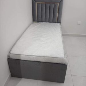 Fabric Single Bed (90x190cm) with 20cm Thick Medical Mattress – All Colors Available