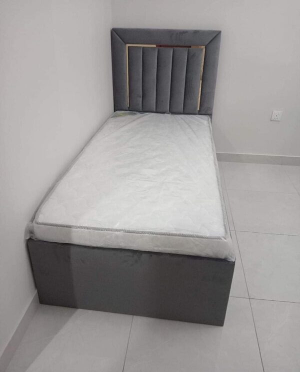 Fabric Single Bed (90x190cm) with 20cm Thick Medical Mattress – All Colors Available