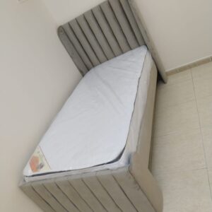 Fabric Single Bed (90x190cm) with 20cm Thick Medical Mattress – Available in All Colors