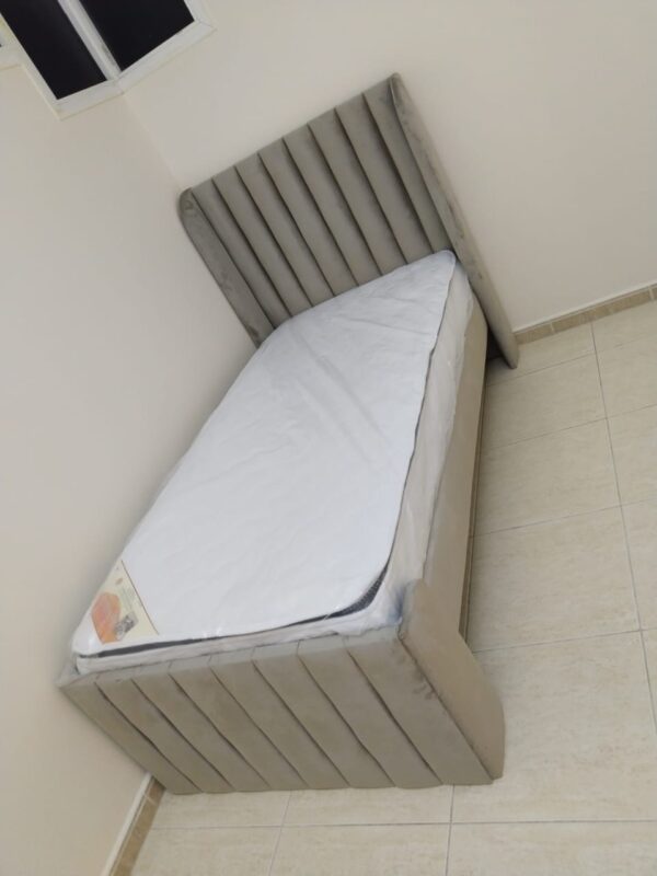 Fabric Single Bed (90x190cm) with 20cm Thick Medical Mattress – Available in All Colors