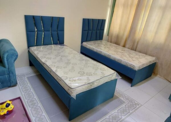 Fabric Single Bed (90x190cm) with 20cm Thick Medical Mattress – Available in All Colors