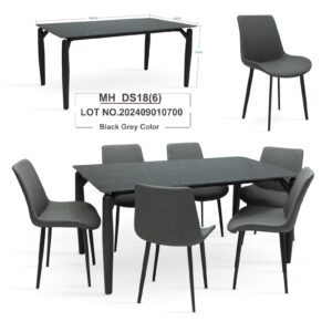 6-Chair Dining Set with Marble Table – Elegant and Durable