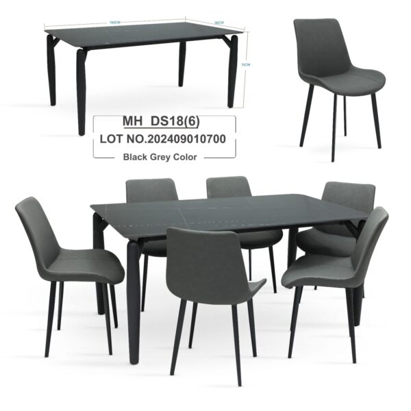 6-Chair Dining Set with Marble Table – Elegant and Durable