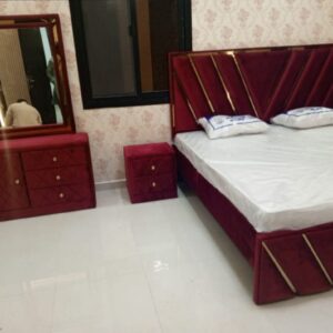Fabric King Bed Frame 180x200cm with 20cm Medical Mattress, Side Tables & Dresser – Full Bedroom Set