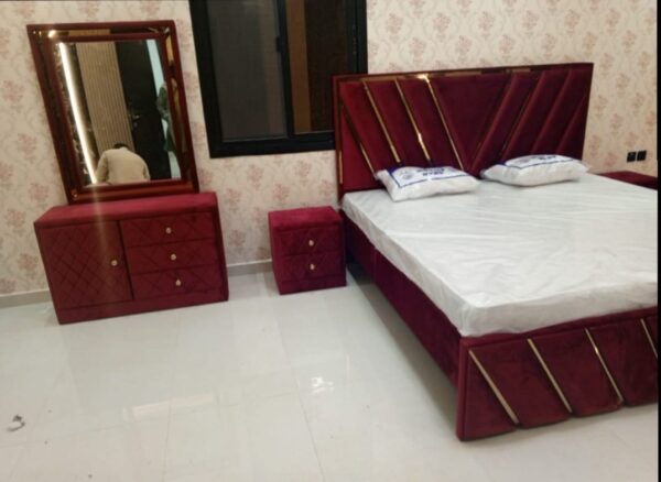 Fabric King Bed Frame 180x200cm with 20cm Medical Mattress, Side Tables & Dresser – Full Bedroom Set