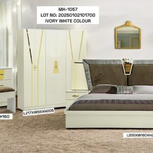Complete King Bedroom Set – 180x200cm Bed with 20cm Medical Mattress, 2 Side Tables, Dressing Table & 6-Door Wardrobe