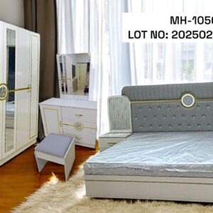 King Size 6-Piece Bedroom Set – Bed Frame, Medical Mattress, Side Tables, Dresser & 6-Door Wardrobe – Free Delivery & Installation