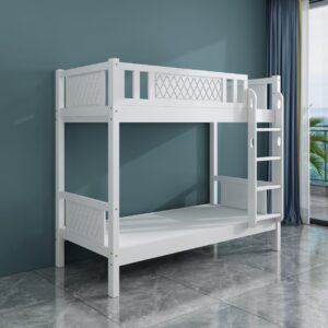 Solid Wood Bunk Bed Single Size 90x190cm with 10cm Medical Mattress