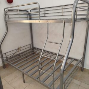Silver Family Bunk Bed – Upper Single 90x190cm, Lower Double 120x190cm with 10cm Medical Mattress