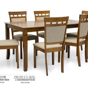 Solid Wood 1+6 Dining Set – 6 Chairs with Table